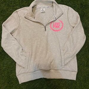 PINK Gray Quarter-Zip Vintage Sweatshirt